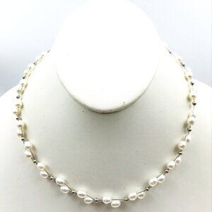 GENUINE WHITE PEARL NECKLACE WITH STERLING SILVER CLASP NEW WITHOUT TAGS